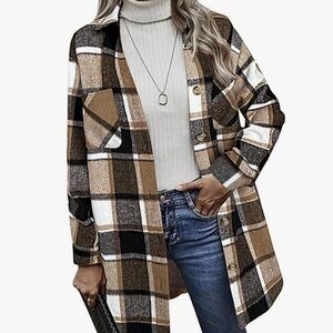Plaid Button Down Shirt - Black, Brown, White